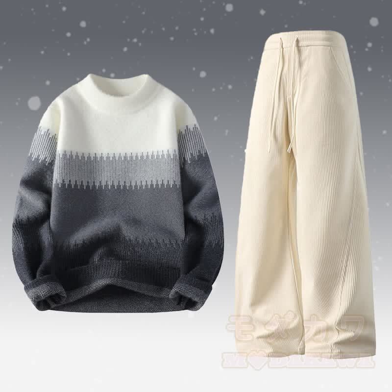 Zweiteiliges Set aus Strickpullover und Cordhose in Farben -Optik - Set E - 4XL - image 5