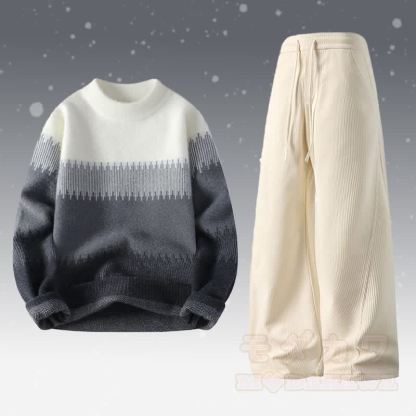 Zweiteiliges Set aus Strickpullover und Cordhose in Farben -Optik - Set E - 4XL - image 5