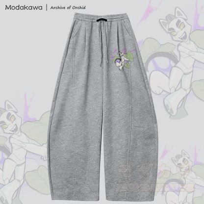 MODAKAWA X Archive of Orchid Mecha Cat Graphic Wide Leg Pants - Dunkelgrau - 5XL - image 4