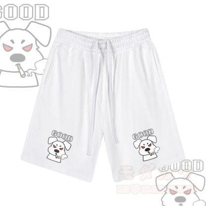 MODAKAWA GOOD Shorts mit Raucherwelpen-Grafik und Kordelzug - Weiß - 2XL - image 5