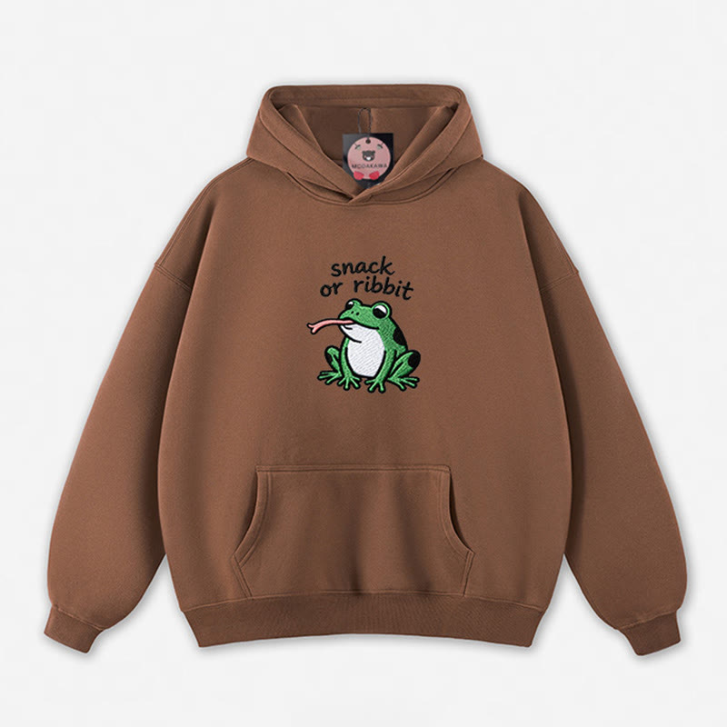 SNACK OR RIBBIT Frosch-Grafik-Hoodie (locker) - Brown - 5XL - image 9