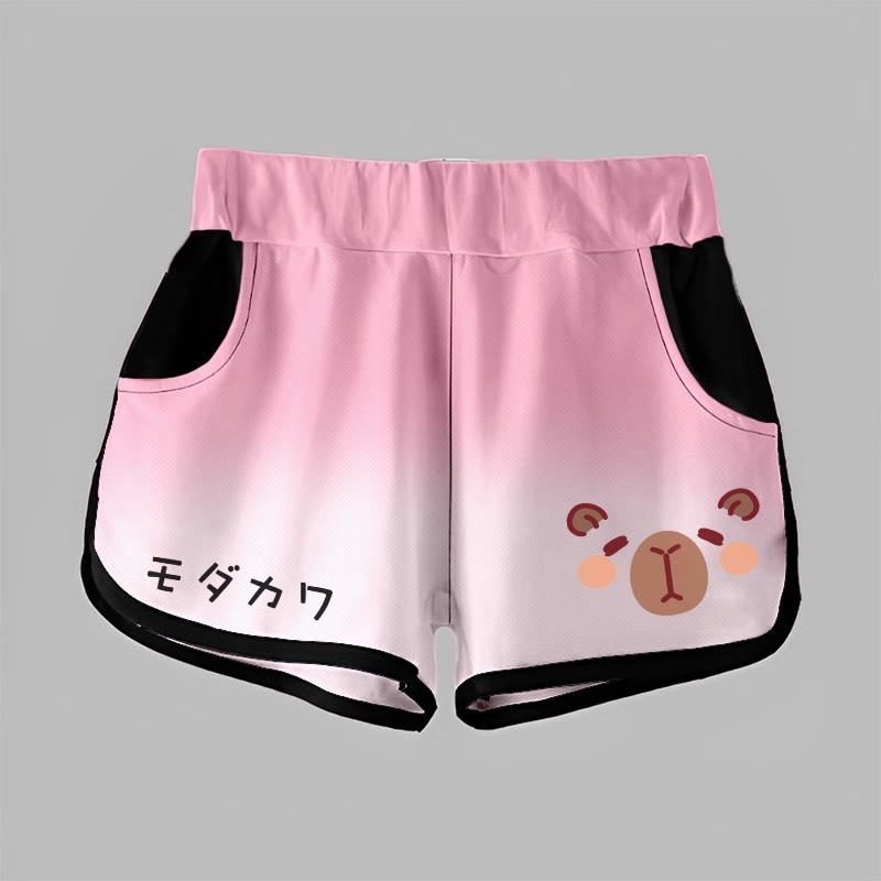 MODAKAWA Shorts mit Farbverlauf und Capybara-Grafik - Pink - 5XL - image 3