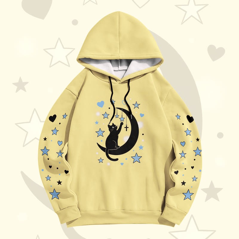 Modakawa Pullover-Hoodie mit Mondkatzen-Motiv - Yellow - 6XL - image 4