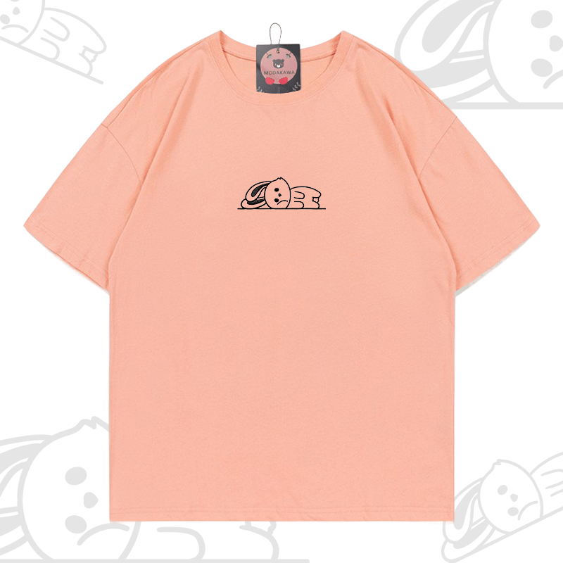 Modakawa-Baumwoll-T-Shirt mit besticktem liegenden Kaninchen - Peach - 5XL - image 6