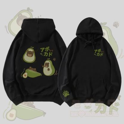 MODAKAWA Avocado Bear Graphic Streetwear Pullover Hoodie - Schwarz - 5XL - image 3