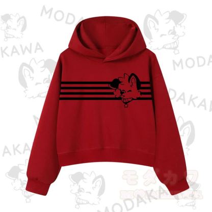 Modakawa Baumwoll-Hoodie mit Hunde-Grafikstreifen - Rot A - 3XL - image 12