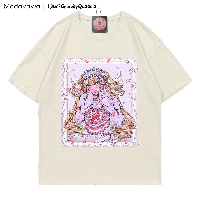 T-Shirt mit Herzkuchen-Engel-Grafik - Beige - 5XL - image 3