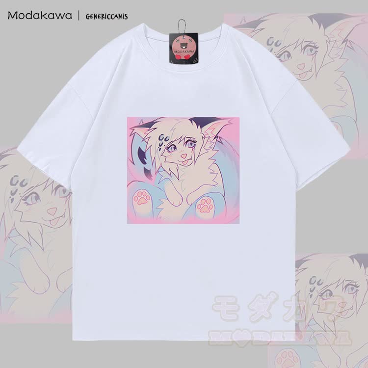 MODAKAWA X genericcanis Zunge-raus-Fuchs-Grafik-T-Shirt aus 100 % Baumwolle - Weiß - 5XL - image 4