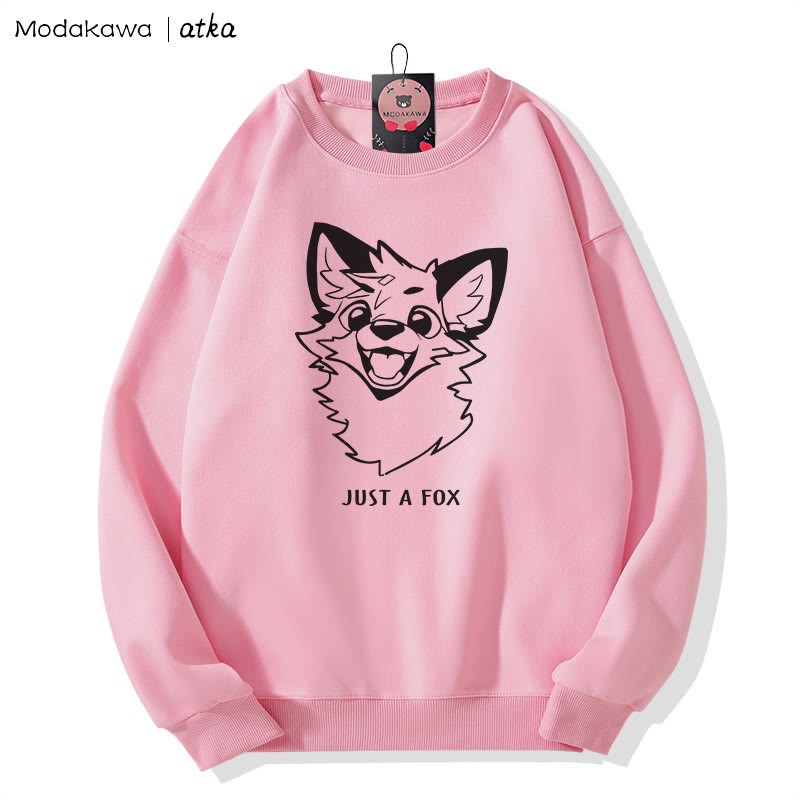 MODAKAWA X atka Fröhliches Fuchs-Grafik-Partner-Sweatshirt mit Rundhalsausschnitt - Pink - 5XL - image 3