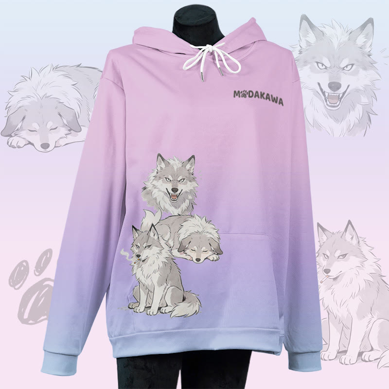 MODAKAWA Pullover-Hoodie mit Allover-Print eines rauchenden Hundes - Purple - 8XL - image 3