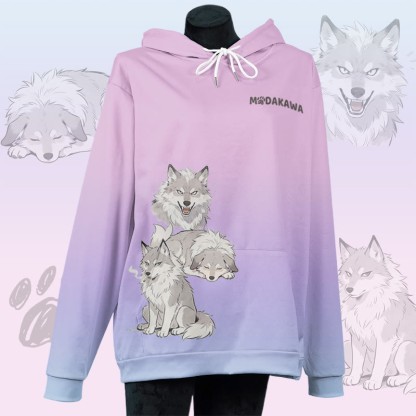 MODAKAWA Pullover-Hoodie mit Allover-Print eines rauchenden Hundes - Purple - 8XL - image 3