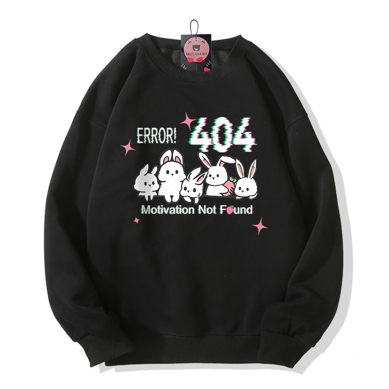 ERROR 404 MOTIVATION NICHT GEFUNDEN Sweatshirt mit Hasenmotiv und Rundhalsausschnitt - Black - 5XL - image 5