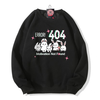 ERROR 404 MOTIVATION NICHT GEFUNDEN Sweatshirt mit Hasenmotiv und Rundhalsausschnitt - Black - 5XL - image 5