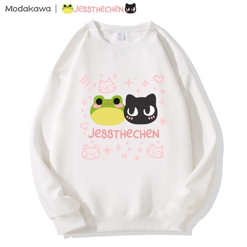 MODAKAWA X jessthechen Frog Kitty Print Rundhals-Sweatshirt - White - 5XL - image 4