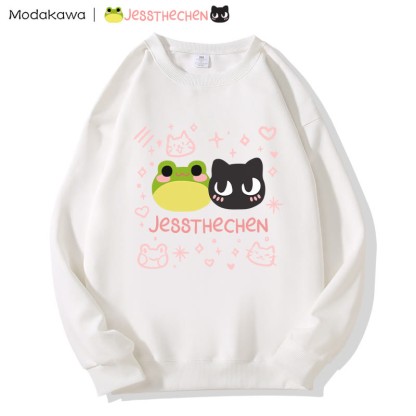 MODAKAWA X jessthechen Frog Kitty Print Rundhals-Sweatshirt - White - 5XL - image 4