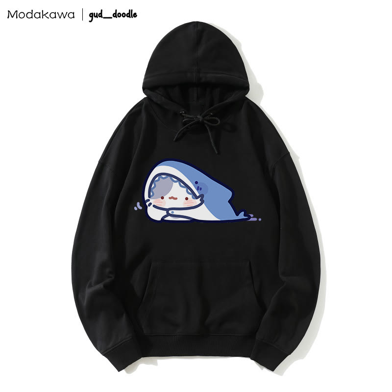 MODAKAWA X gud_doodle Lockerer Hoodie mit Kitty-Hai-Print - Black - 5XL - image 3