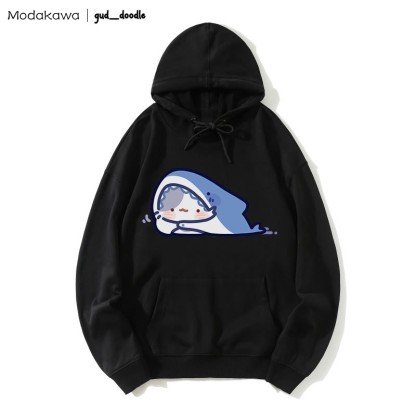 MODAKAWA X gud_doodle Lockerer Hoodie mit Kitty-Hai-Print - Black - 5XL - image 3