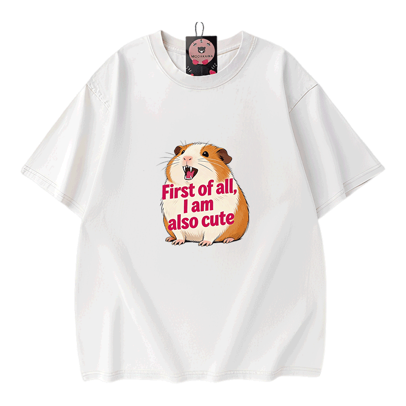 Modakawa Vintage T-Shirt mit Hamster-Motiv, gewaschen aus 100 % Baumwolle - White - 5XL - image 3