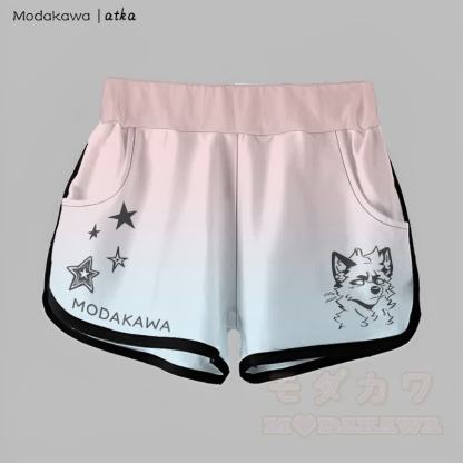 MODAKAWA X atka Gradient Cheeky Fox Graphic Shorts - Rosa & Blau - 5XL - image 5