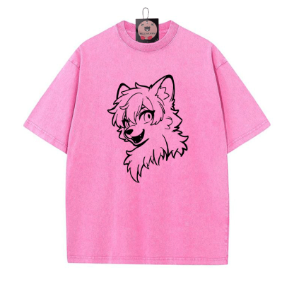 T-Shirt mit Vintage-Waschung und Fuchs-Print - Rosenrot - 5XL - image 6