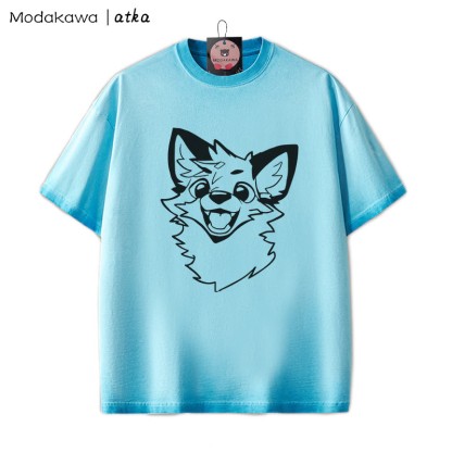 MODAKAWA X atka Fox Grafik Unisex Vintage Washed T-Shirt - Blau - 2XL - image 5