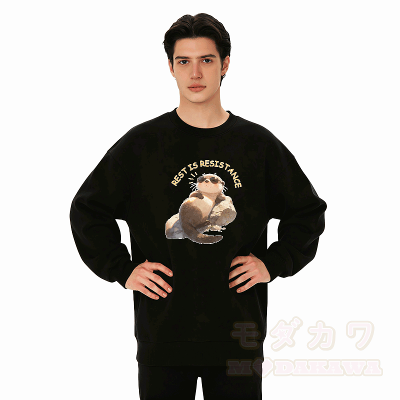 Ruhe ist Widerstand – Modakawa Unisex-Sweatshirt mit Otter-Motiv - image 5