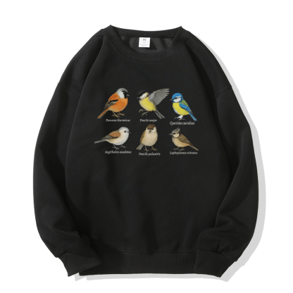 Sweatshirt mit Vogelmotiv und Rundhalsausschnitt - Black - 5XL - image 5