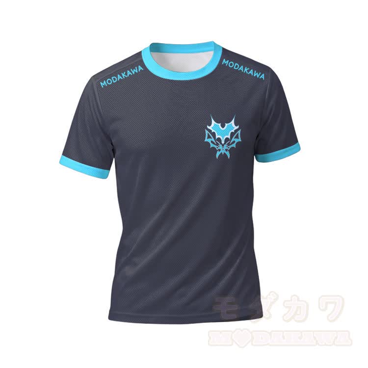 MODAKAWA X Aki Heart Bat Graphic Herren-Sport-T-Shirt mit Kordelzug und passender Shorts - Blaues Oberteil - 5XL - image 6