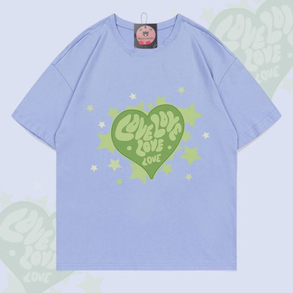 MODAKAWA Star Heart Grafik-T-Shirt - Dusty Blue - 5XL - image 5