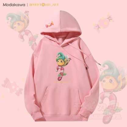MODAKAWA X INVERTOUCH_ART Fleecegefütterter Hoodie mit Bienenmotiv - Rosa - 5XL - image 4