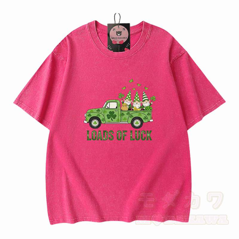 VIEL GLÜCK St. Pakrit's Day Autografik Modakawa Vintage gewaschenes T-Shirt aus 100% Baumwolle - Rosenrot - 5XL - image 5