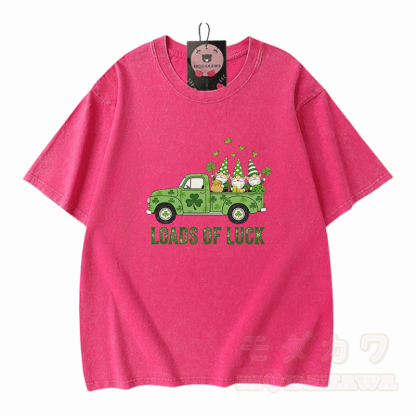 VIEL GLÜCK St. Pakrit's Day Autografik Modakawa Vintage gewaschenes T-Shirt aus 100% Baumwolle - Rosenrot - 5XL - image 5