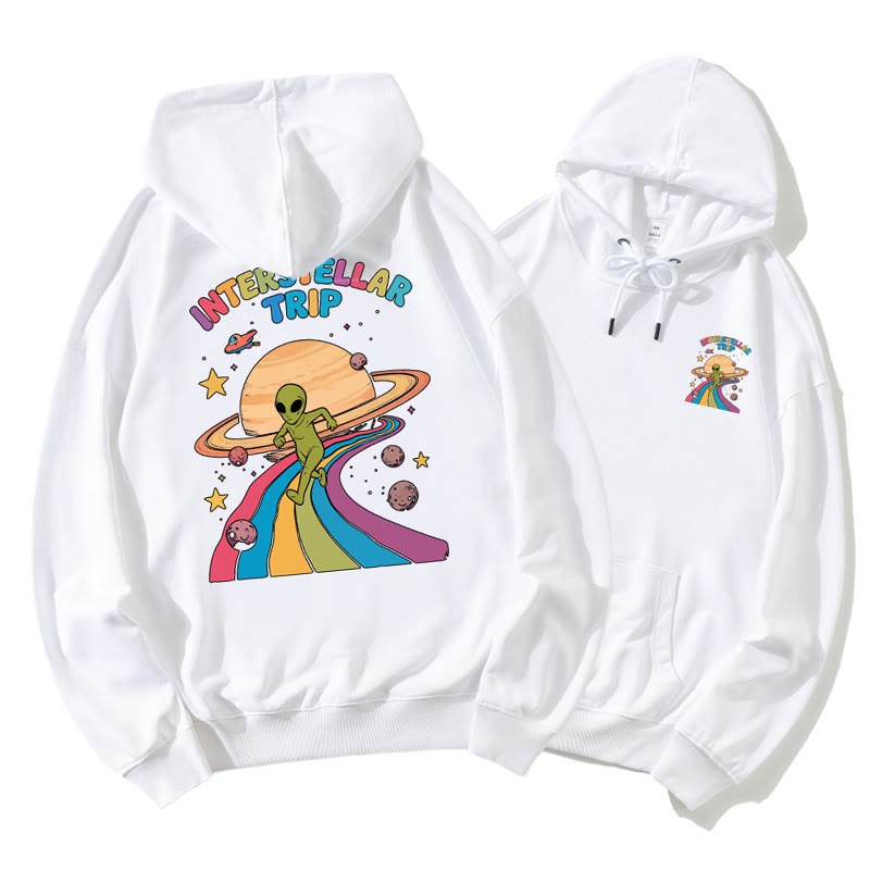 INTERSTELLAR TRIP Cosmic Alien Grafik-Hoodie - White - 5XL - image 6