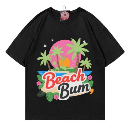 BEACH BUM Tree Sun Print Modakawa T-Shirt - Black - 5XL - image 4