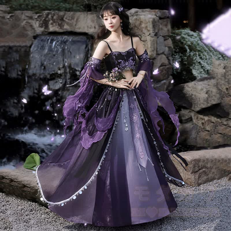 Vintage-Stickerei-Set: Oberteil, Rock, Schnürcape, Armstulpen, vierteiliges Set - image 4