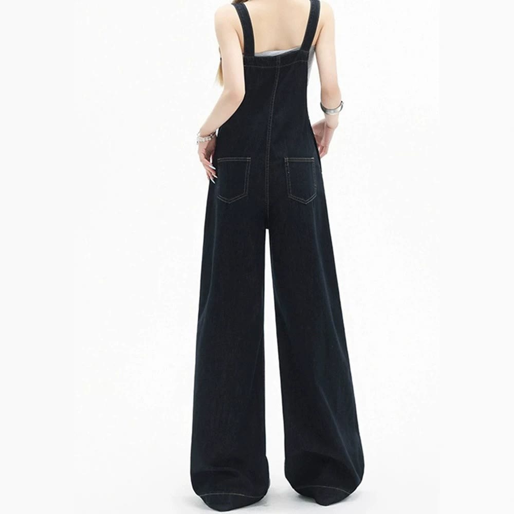 Aprikosenfarbener Pullover und Jeans-Latzhose mit weitem Bein, zweiteiliges Set - image 6