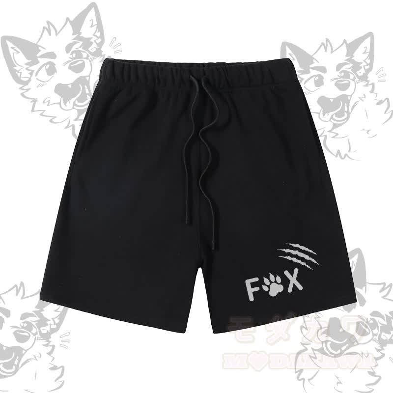 MODAKAWA X atka Fox Graphic Farben Block Pocket T-Shirt Shorts passendes Outfit - Schwarze Shorts - XL - image 7