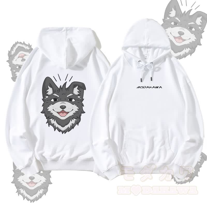 MODAKAWA Smiling Koda Graphic Streetwear Pullover Hoodie - Weiß - 5XL - image 4