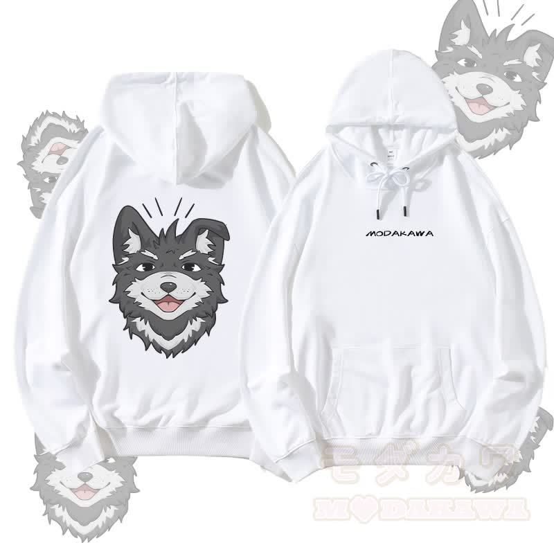 MODAKAWA Smiling Koda Graphic Streetwear Pullover Hoodie - Weiß - 5XL - image 4