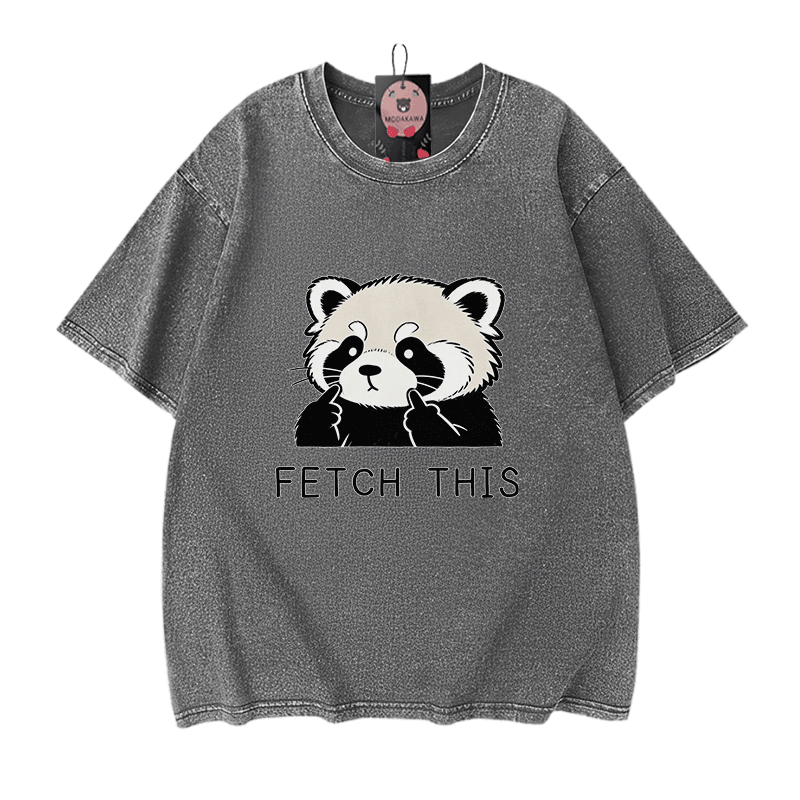 Hol dir dieses Panda-Grafik-Modakawa-Vintage-T-Shirt aus 100 % Baumwolle (gewaschen). - Grey - 5XL - image 9