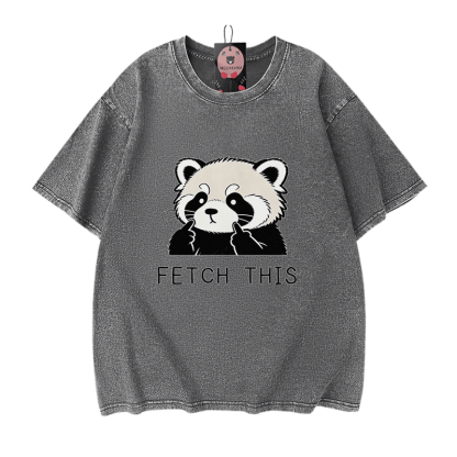 Hol dir dieses Panda-Grafik-Modakawa-Vintage-T-Shirt aus 100 % Baumwolle (gewaschen). - Grey - 5XL - image 9