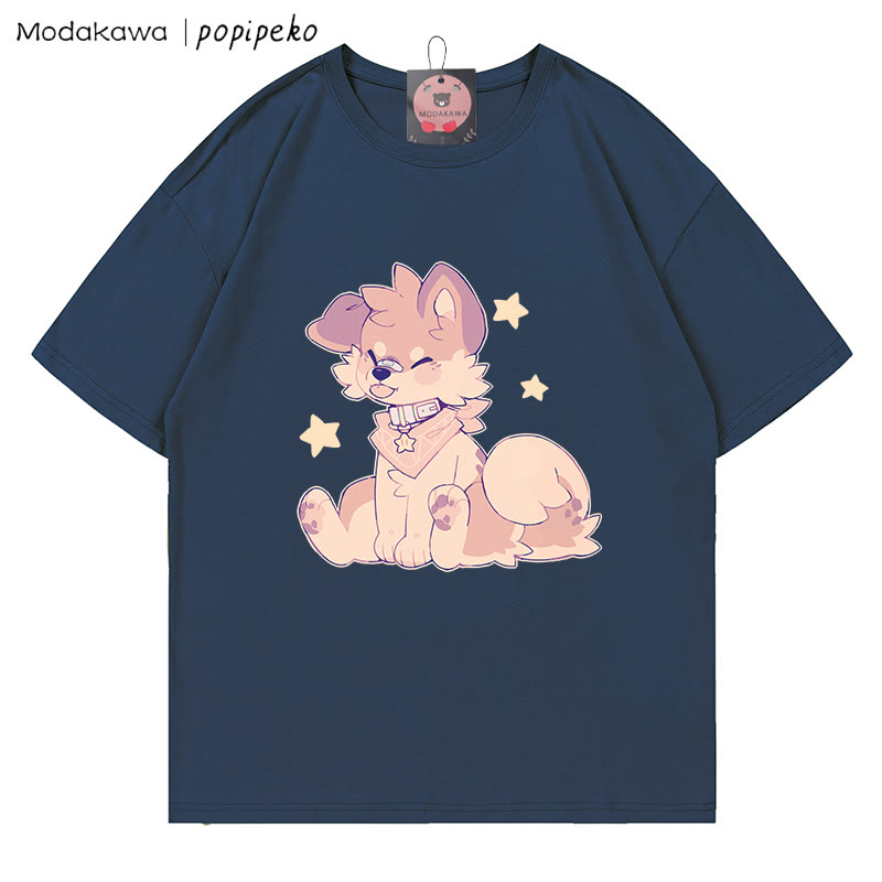 MODAKAWA X popipeko Welpenprint T-Shirt - Purplish Blue - 5XL - image 5