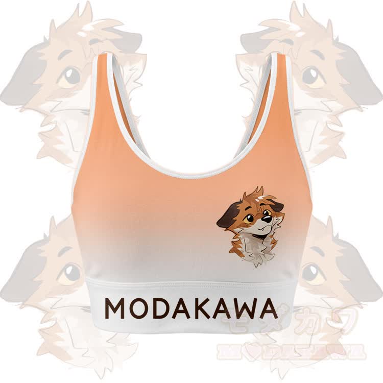 MODAKAWA X atka Fox Graphic Crop Tank Tank Sport Top Shorts Bikini Matching Outfit - Orange Top - 5XL - image 5
