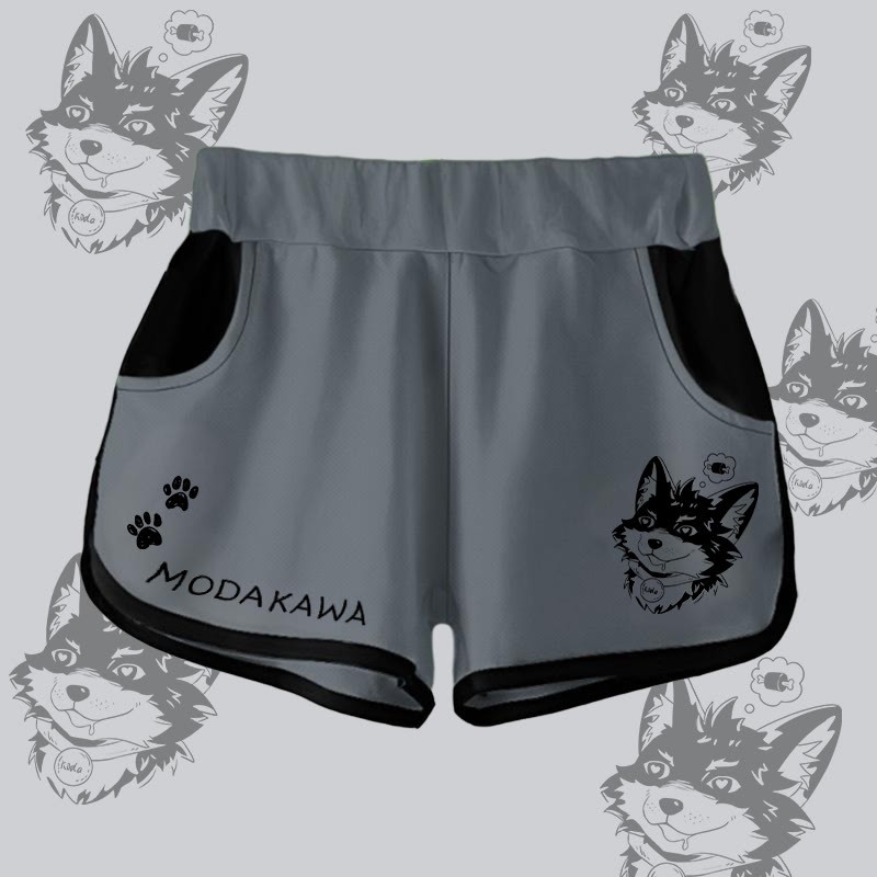 MODAKAWA Gradient Koda Thinking About Meat Graphic Shorts - Dark Grey - 5XL - image 7