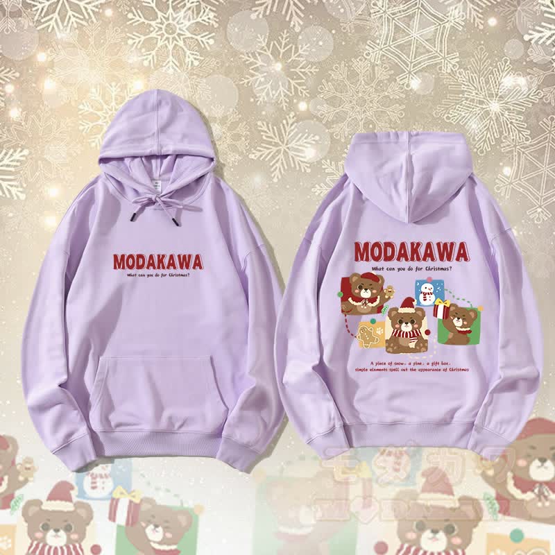 MODAKAWA Weihnachtsbär-Schneemann-Grafik-Streetwear-Pullover-Hoodie - Lila - 5XL - image 3