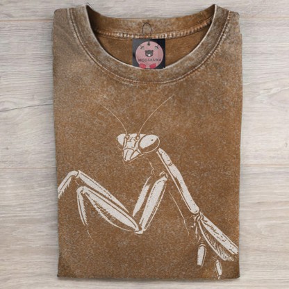 MODAKAWA Gottesanbeterin-Grafik Unisex Vintage Washed T-Shirt - Brown - 5XL - image 2