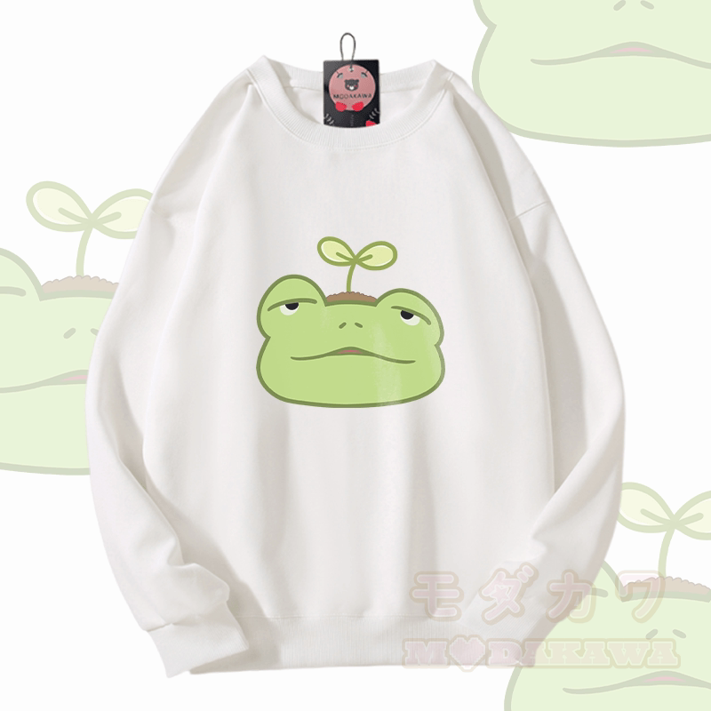 Sprout Frog Graphic Modakawa Unisex Sweatshirt - Weiß - 5XL - image 3