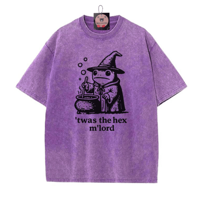 'TWAS THE' HEX M'LORD Zauberer Frosch Grafik Unisex Vintage Washed T-Shirt - Lila - 5XL - image 6