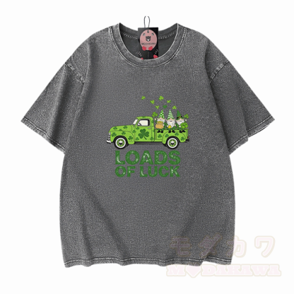 VIEL GLÜCK St. Pakrit's Day Grafik Modakawa Vintage gewaschenes T-Shirt aus 100% Baumwolle - Grau - 5XL - image 9