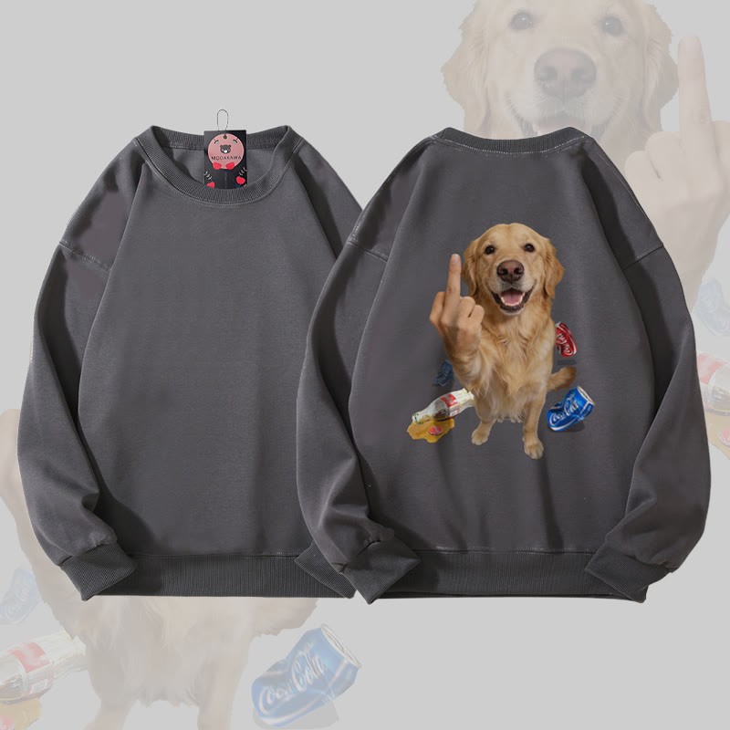 MODAKAWA Unisex-Sweatshirt mit Aufdruck „Defiant Dog“ - Dark Grey - 5XL - image 2